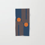 Mid Century Modern Geometric 186 in Navy Blue Orange Bath Towel Gallery Image 1
