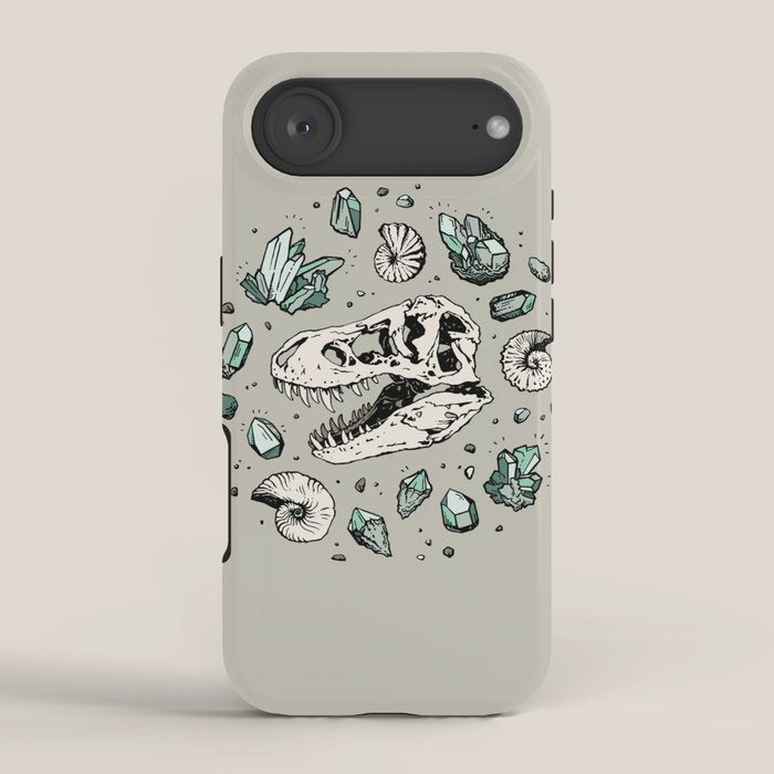 Geo-rex Vortex | Aquamarine | Dinosaur Skull Fossil Art iPhone Case Gallery Image 2