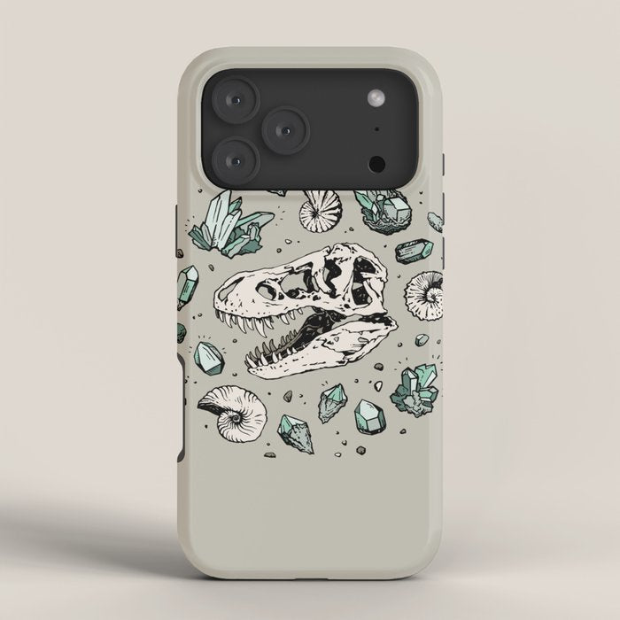 Geo-rex Vortex | Aquamarine | Dinosaur Skull Fossil Art iPhone Case Gallery Image 4