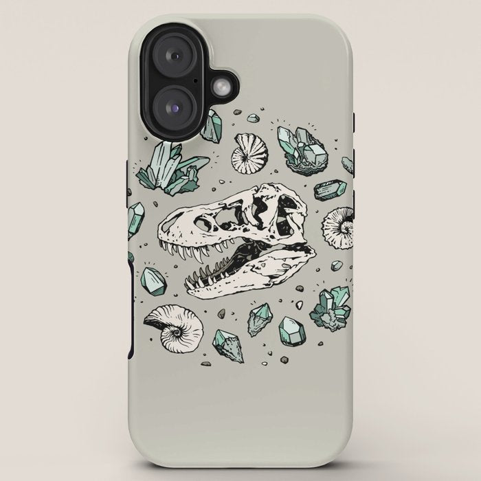 Geo-rex Vortex | Aquamarine | Dinosaur Skull Fossil Art iPhone Case Gallery Image 5