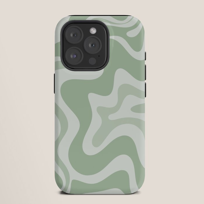 Retro Liquid Swirl Abstract Pattern Sage iPhone Case Gallery Image 11