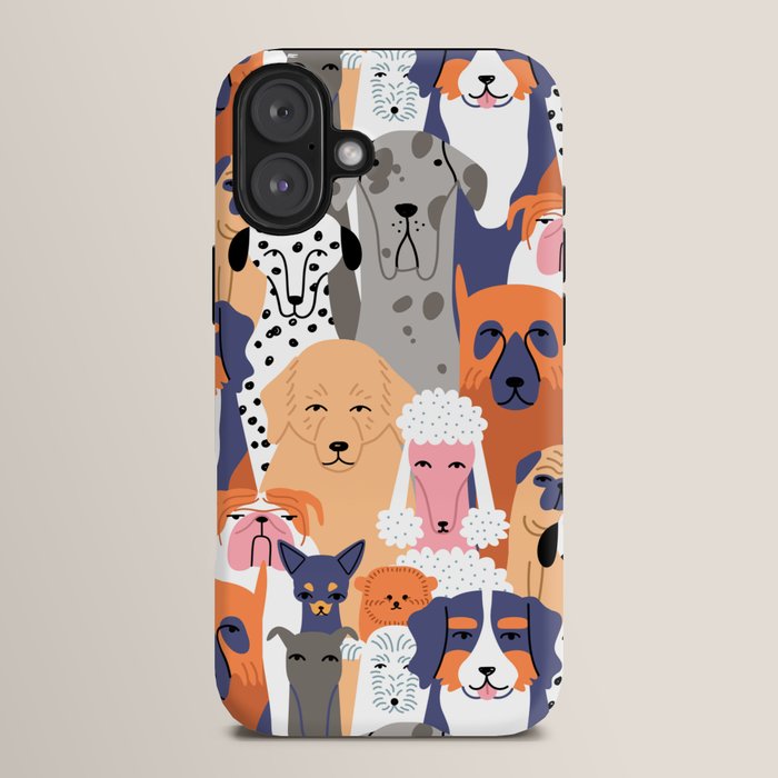 Funny diverse dog crowd character cartoon background iPhone Case Gallery Image 14