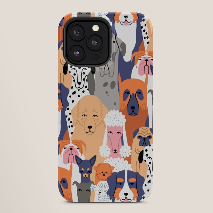 Funny diverse dog crowd character cartoon background iPhone Case Gallery Image 28