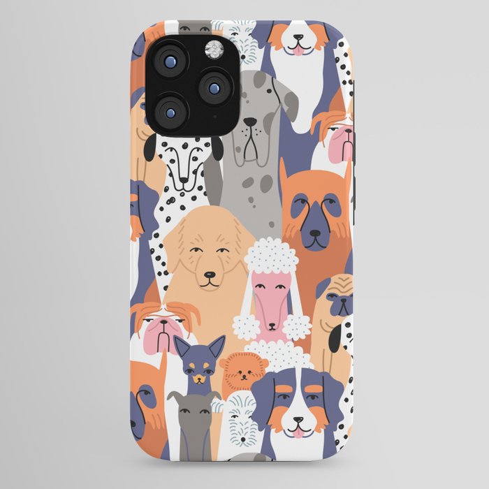 Funny diverse dog crowd character cartoon background iPhone Case Gallery Image 44