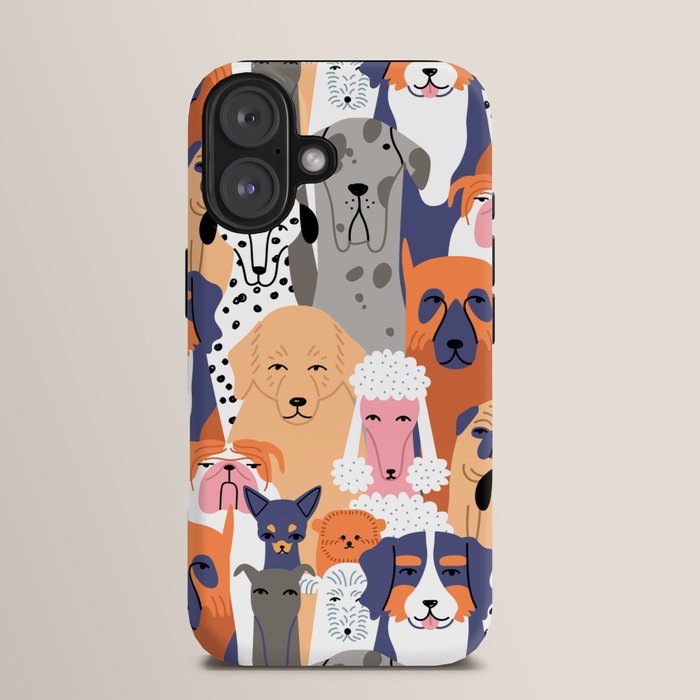 Funny diverse dog crowd character cartoon background iPhone Case Gallery Image 13