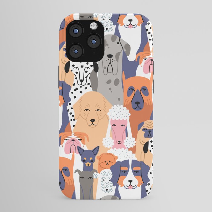 Funny diverse dog crowd character cartoon background iPhone Case Gallery Image 43