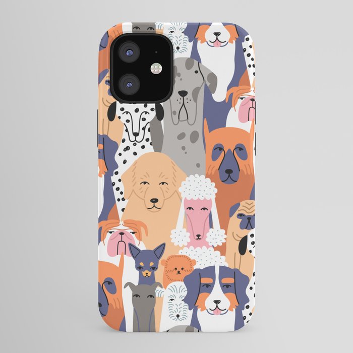 Funny diverse dog crowd character cartoon background iPhone Case Gallery Image 41