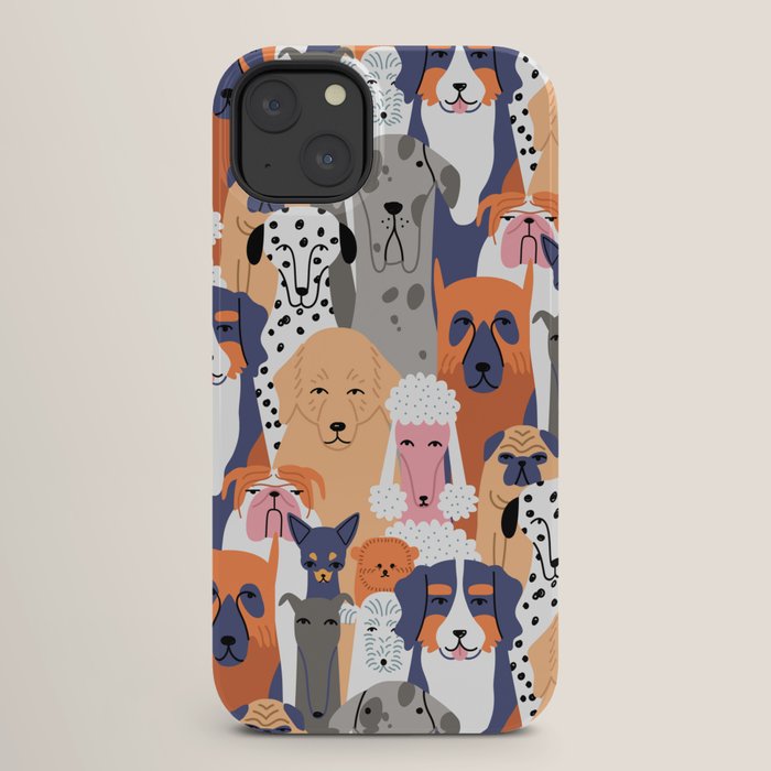 Funny diverse dog crowd character cartoon background iPhone Case Gallery Image 26