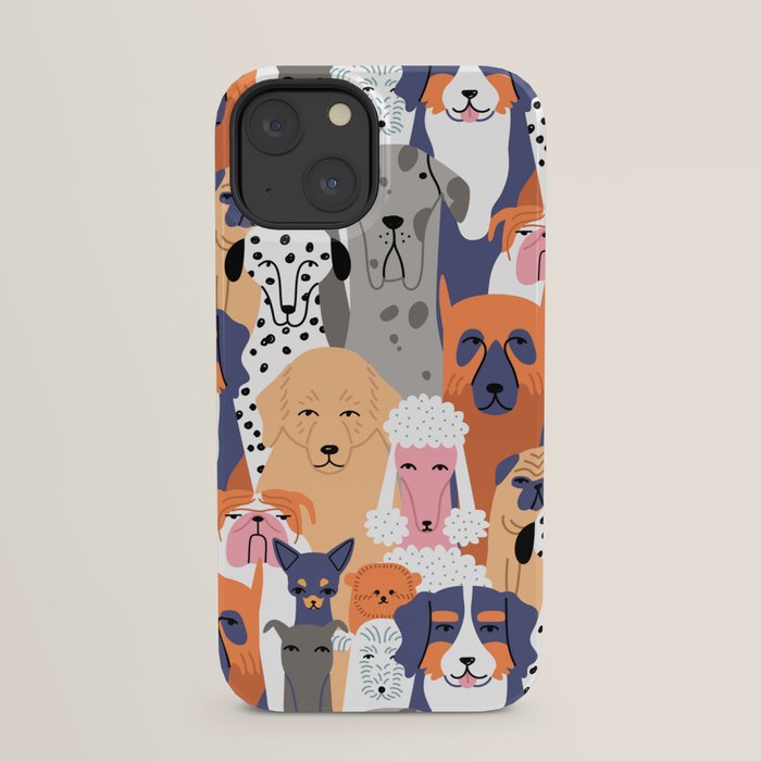 Funny diverse dog crowd character cartoon background iPhone Case Gallery Image 21