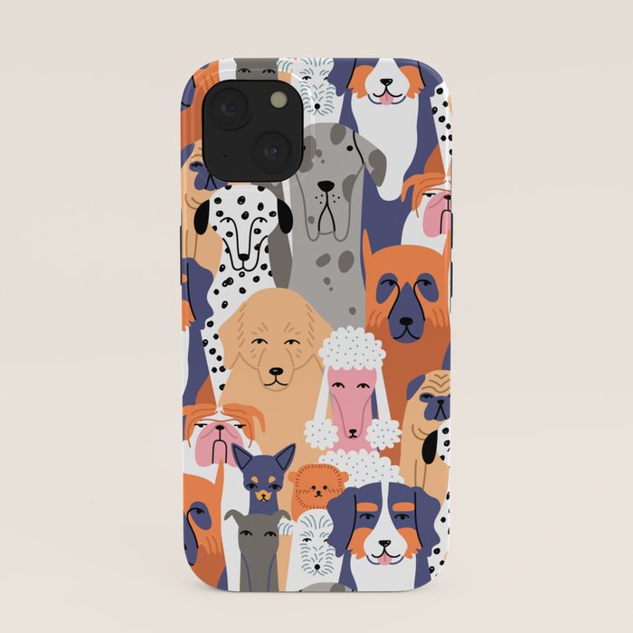 Funny diverse dog crowd character cartoon background iPhone Case Gallery Image 37