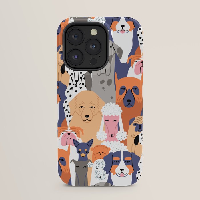 Funny diverse dog crowd character cartoon background iPhone Case Gallery Image 23