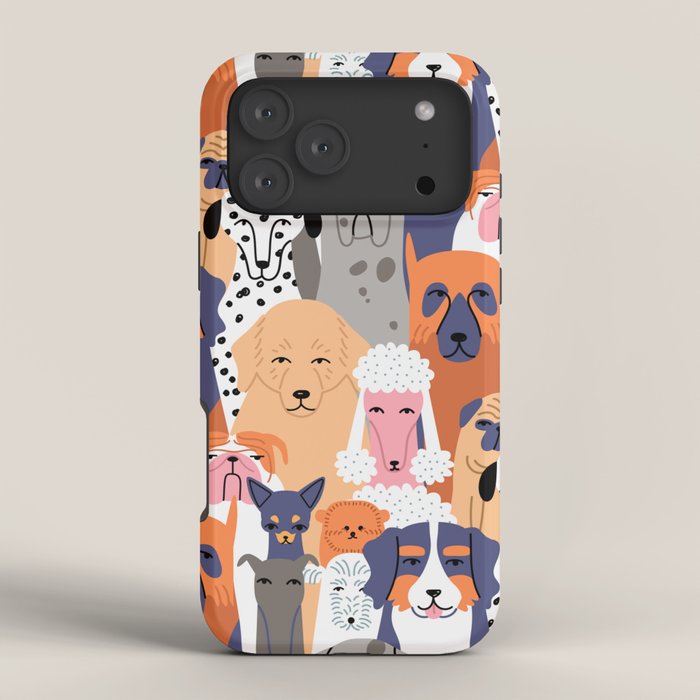Funny diverse dog crowd character cartoon background iPhone Case Gallery Image 4
