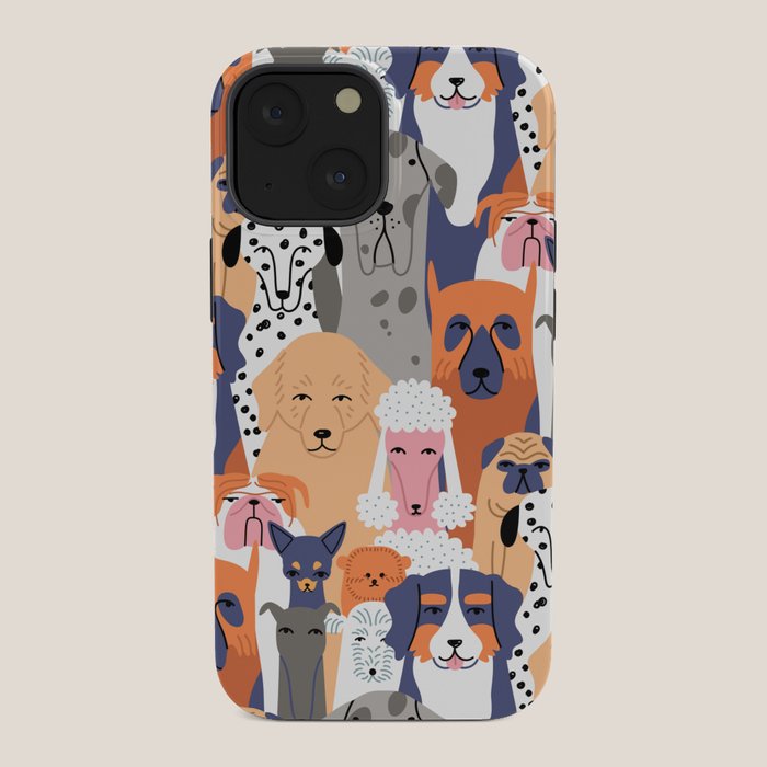 Funny diverse dog crowd character cartoon background iPhone Case Gallery Image 34