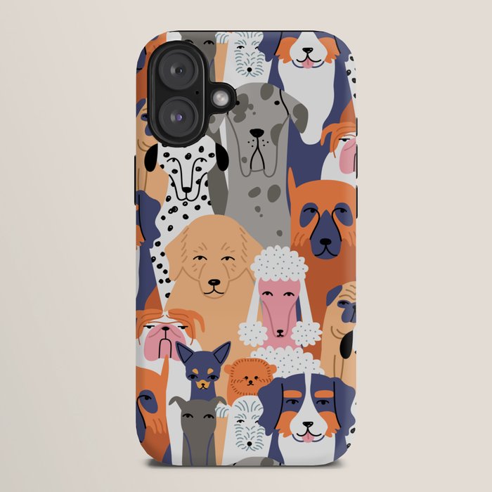 Funny diverse dog crowd character cartoon background iPhone Case Gallery Image 10