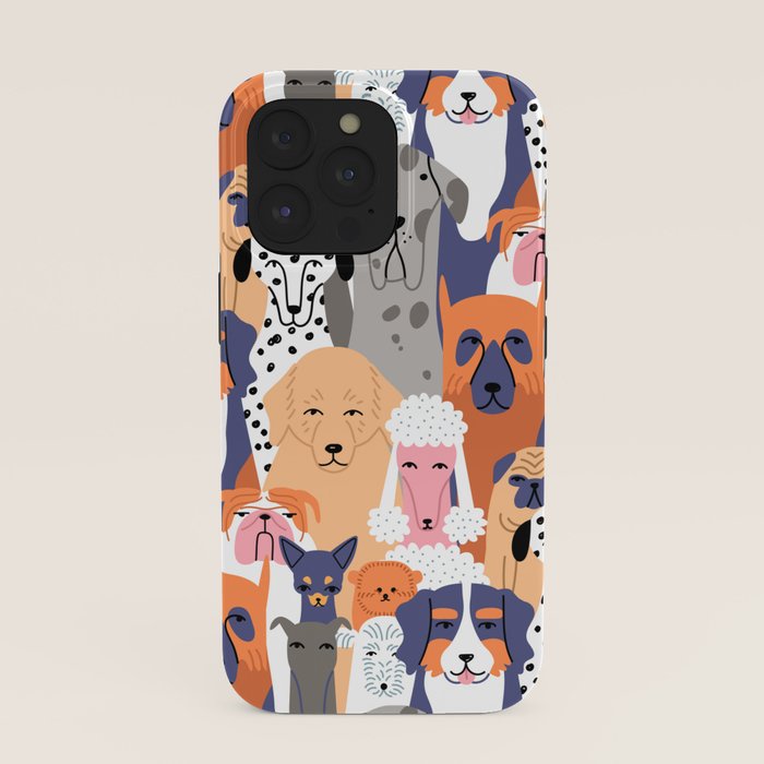 Funny diverse dog crowd character cartoon background iPhone Case Gallery Image 39