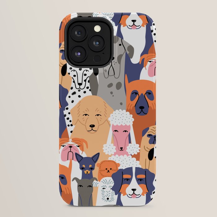 Funny diverse dog crowd character cartoon background iPhone Case Gallery Image 32