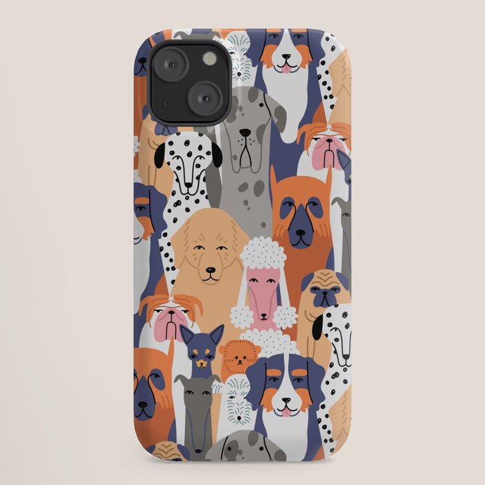 Funny diverse dog crowd character cartoon background iPhone Case Gallery Image 18