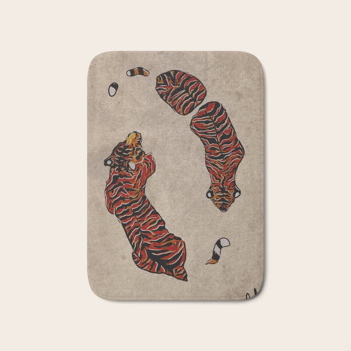 Two Tigers -- Ukiyo-e Style Bath Mat Gallery Image 1