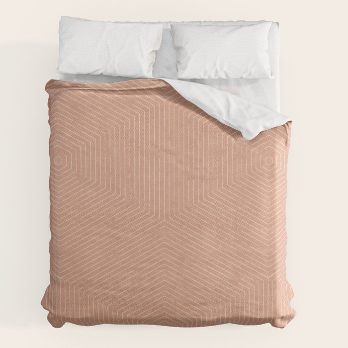 boho hexagon stripes - peach Duvet Cover Gallery Image 2