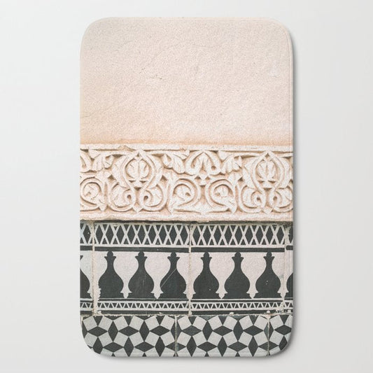 Graphic tile pattern | Moroccan Arabic tiles in earth tones. | Pastel film marrakech photography Bath Mat Gallery Image 2