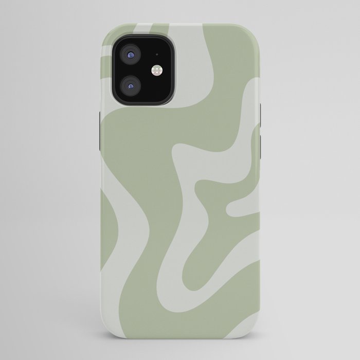 Retro Liquid Swirl Abstract Pattern in Sage Green iPhone Case Gallery Image 42
