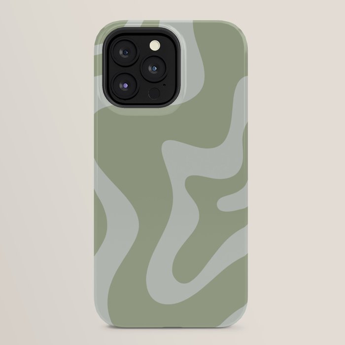 Retro Liquid Swirl Abstract Pattern in Sage Green iPhone Case Gallery Image 24