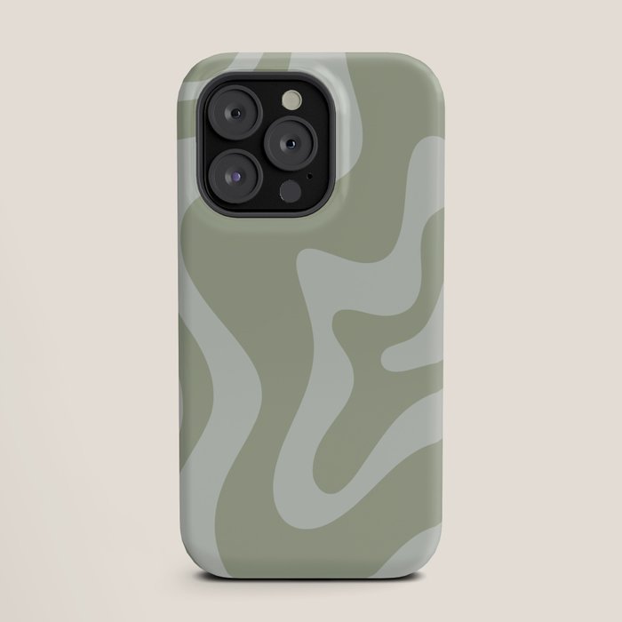 Retro Liquid Swirl Abstract Pattern in Sage Green iPhone Case Gallery Image 19