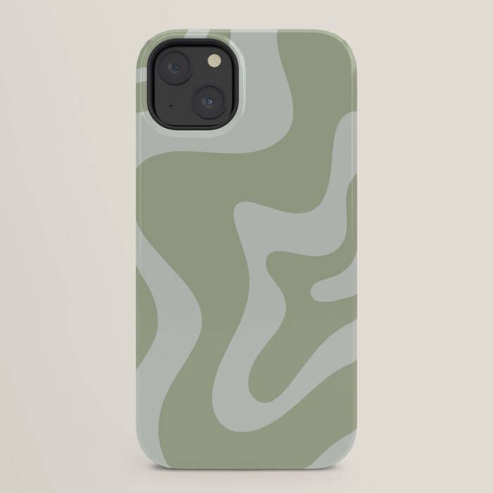 Retro Liquid Swirl Abstract Pattern in Sage Green iPhone Case Gallery Image 22