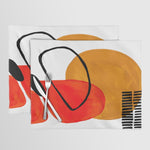 Mid Century Modern Abstract Vintage Pop Art Space Age Pattern Orange Yellow Black Orbit Accent Placemat Gallery Image 1