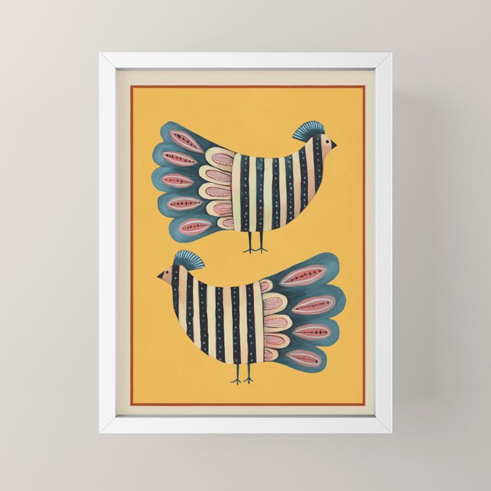 Striped Bird Pair II Mini Art Print Gallery Image 4