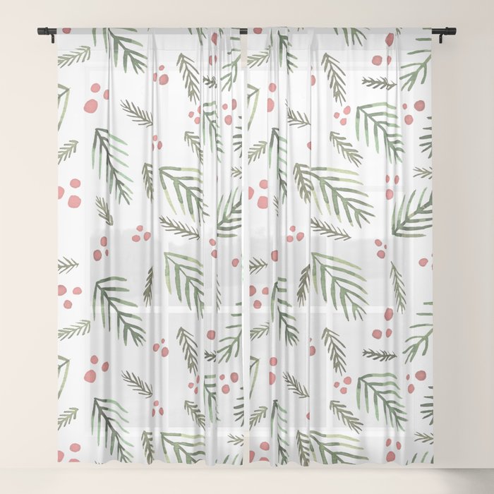 Christmas tree branches and berries - vintage Window Curtain Gallery Image 17
