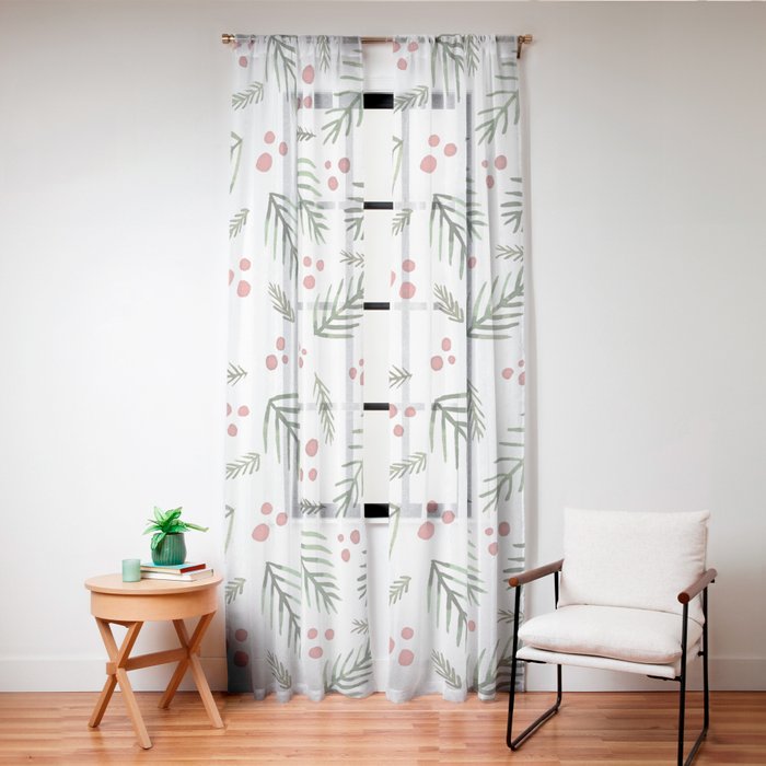 Christmas tree branches and berries - vintage Window Curtain Gallery Image 24