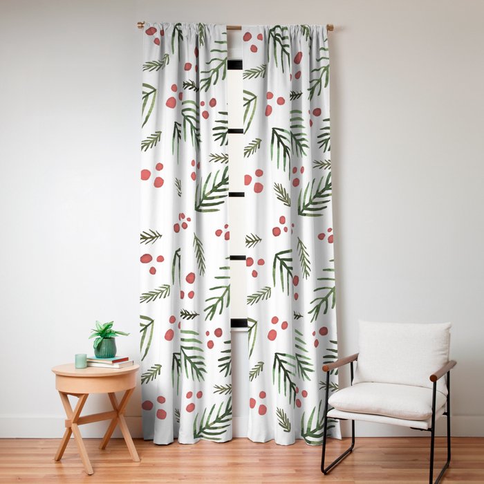 Christmas tree branches and berries - vintage Window Curtain Gallery Image 4