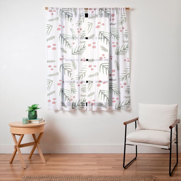 Christmas tree branches and berries - vintage Window Curtain Gallery Image 23
