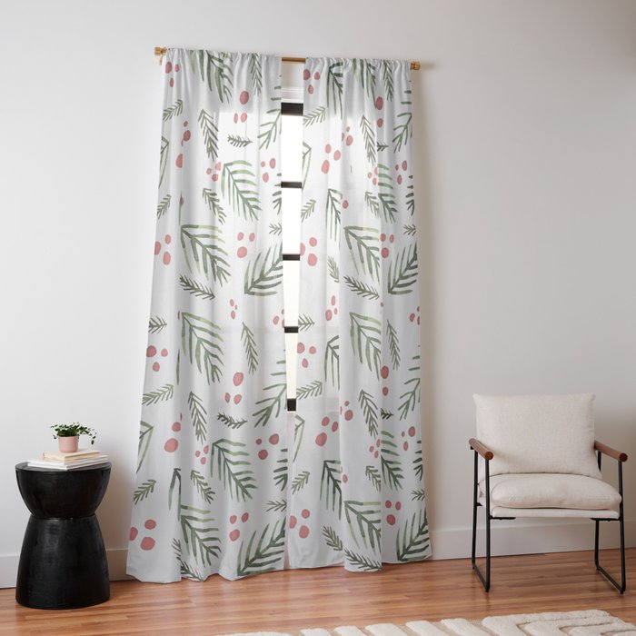 Christmas tree branches and berries - vintage Window Curtain Gallery Image 10