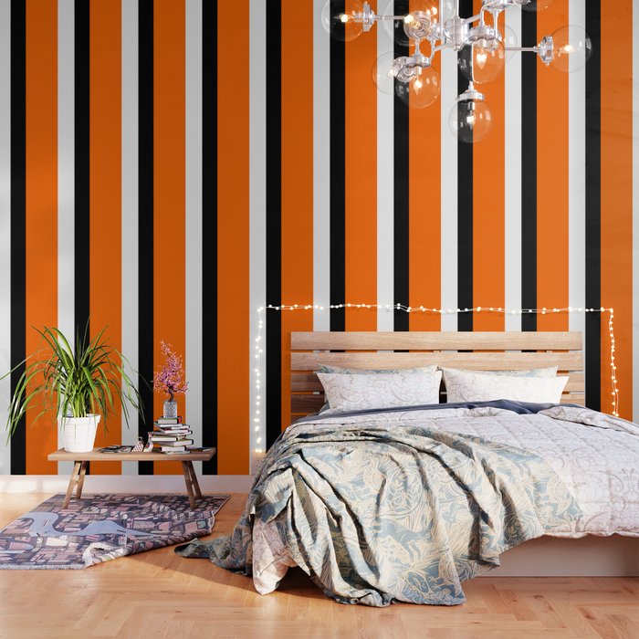 Modern White Black Orange Colorblock Wallpaper Gallery Image 3