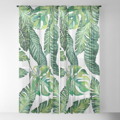Jungle Leaves, Banana, Monstera #society6 Window Curtain Gallery Image 22
