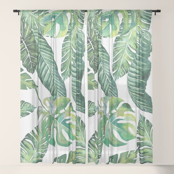 Jungle Leaves, Banana, Monstera #society6 Window Curtain Gallery Image 17