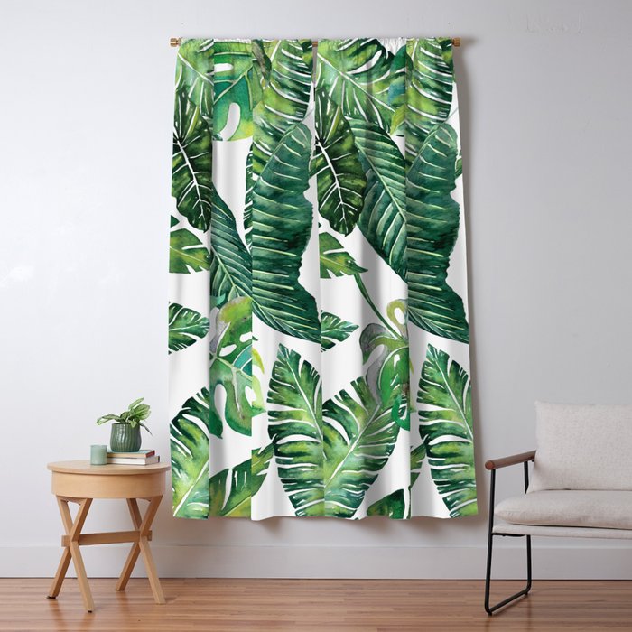 Jungle Leaves, Banana, Monstera #society6 Window Curtain Gallery Image 5