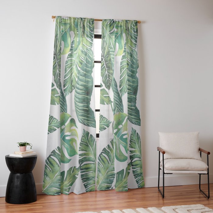 Jungle Leaves, Banana, Monstera #society6 Window Curtain Gallery Image 14