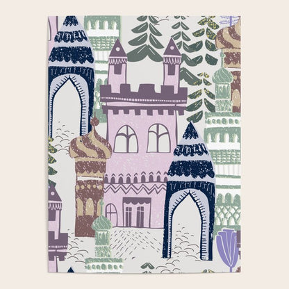 Block print Home pattern lilac Poster Gallery Image 2