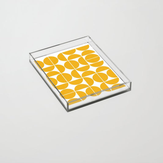 Mid Century Modern Geometric 04 Yellow Acrylic Tray Gallery Image 2