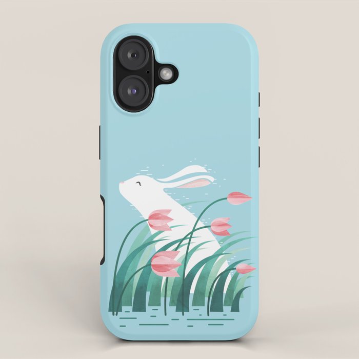 Rabbit Resting, Sky Blue Version iPhone Case Gallery Image 1