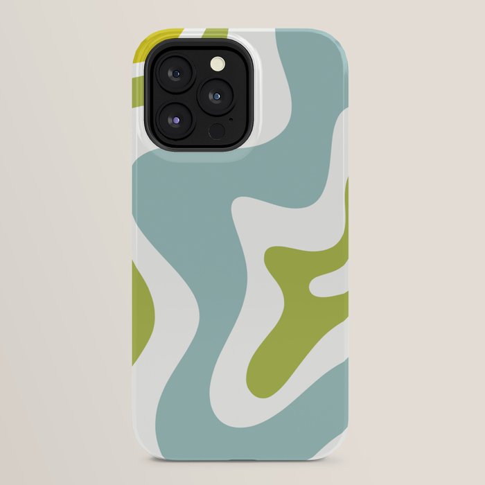Retro Liquid Swirl Abstract Pattern Square Spring Green Ice Blue White iPhone Case Gallery Image 32