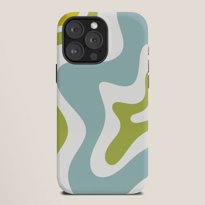 Retro Liquid Swirl Abstract Pattern Square Spring Green Ice Blue White iPhone Case Gallery Image 12