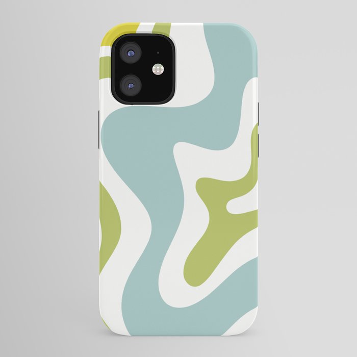 Retro Liquid Swirl Abstract Pattern Square Spring Green Ice Blue White iPhone Case Gallery Image 41