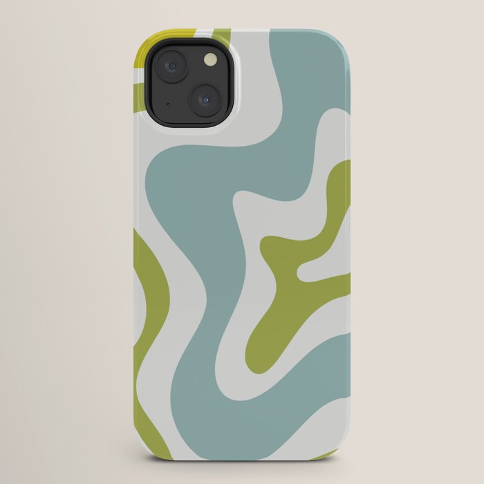 Retro Liquid Swirl Abstract Pattern Square Spring Green Ice Blue White iPhone Case Gallery Image 26