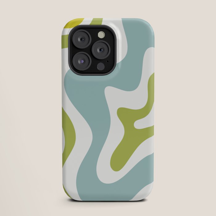 Retro Liquid Swirl Abstract Pattern Square Spring Green Ice Blue White iPhone Case Gallery Image 19