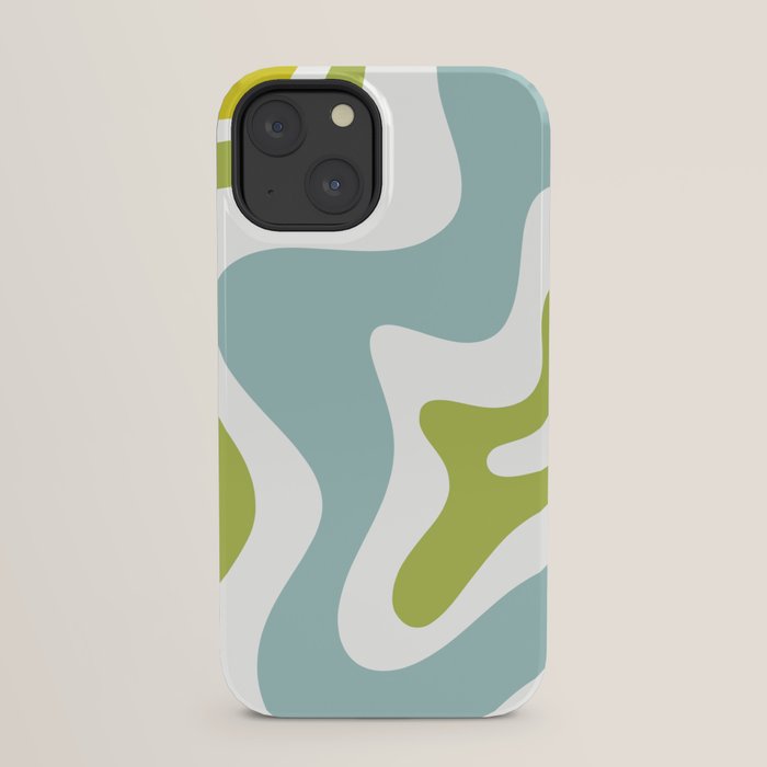 Retro Liquid Swirl Abstract Pattern Square Spring Green Ice Blue White iPhone Case Gallery Image 29