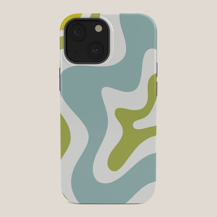 Retro Liquid Swirl Abstract Pattern Square Spring Green Ice Blue White iPhone Case Gallery Image 34